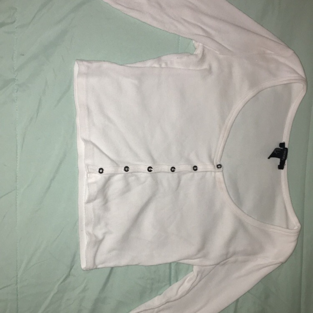 White Long Sleeve Crop Top